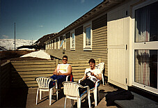 Sunbathing on the terrasse.